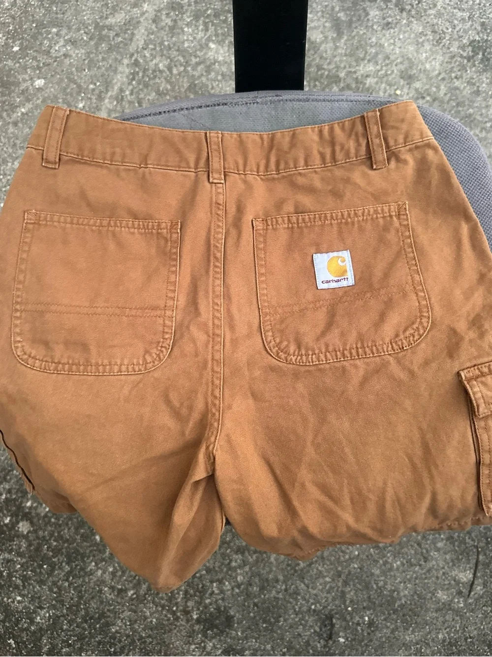 Carhartt Tan Work Shorts with Back Patch Pockets